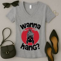 Wanna Hang Funny Bat Women's V-Neck T-Shirt