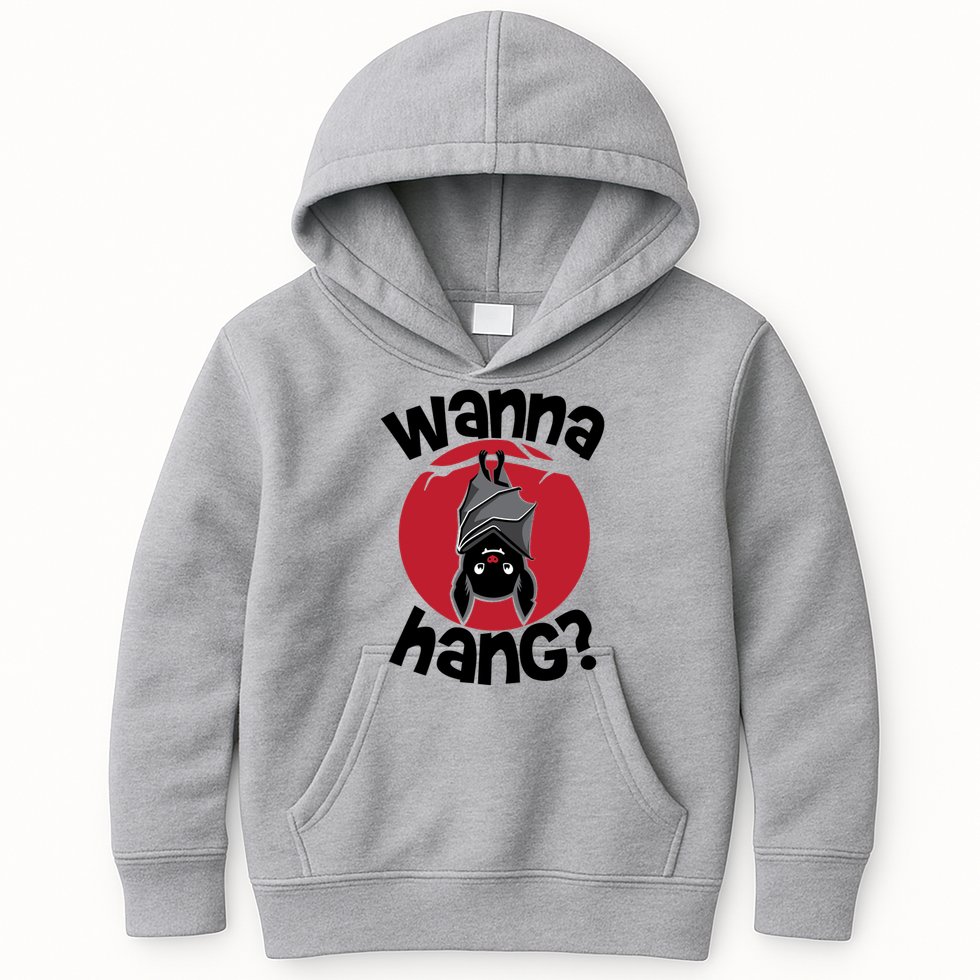 Wanna Hang Funny Bat Kids Hoodie