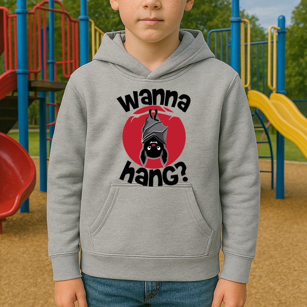 Wanna Hang Funny Bat Kids Hoodie