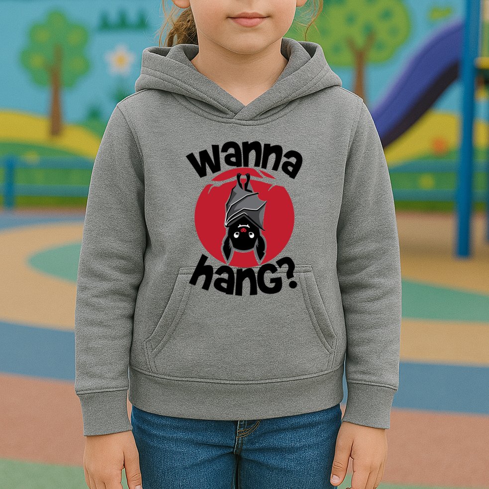 Wanna Hang Funny Bat Kids Hoodie