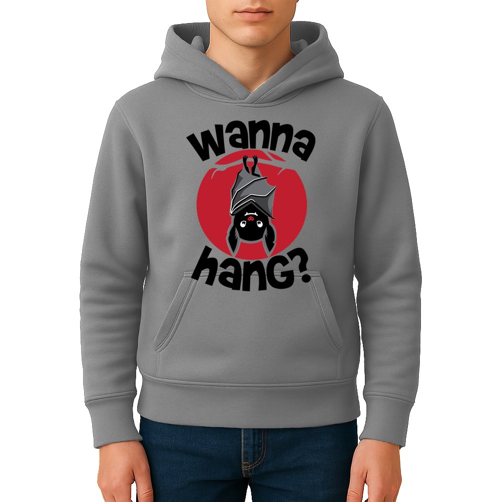 Wanna Hang Funny Bat Kids Hoodie
