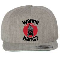 Wanna Hang Funny Bat Wool Snapback Cap