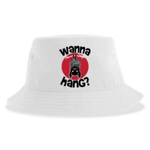 Wanna Hang Funny Bat Sustainable Bucket Hat