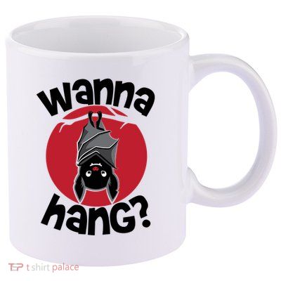 Wanna Hang Funny Bat 11oz C Handle Ceramic Mug