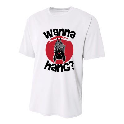 Wanna Hang Funny Bat Youth Performance Sprint T-Shirt