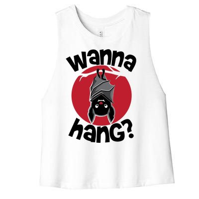 Wanna Hang Funny Bat Women's Racerback Cropped Tank