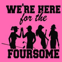 We're Here For The Foursome Funny Sarcasm Golf Lover Golfer Stripe Pom Pom Beanie