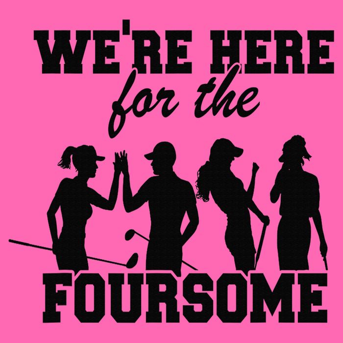 We're Here For The Foursome Funny Sarcasm Golf Lover Golfer Stripe Pom Pom Beanie