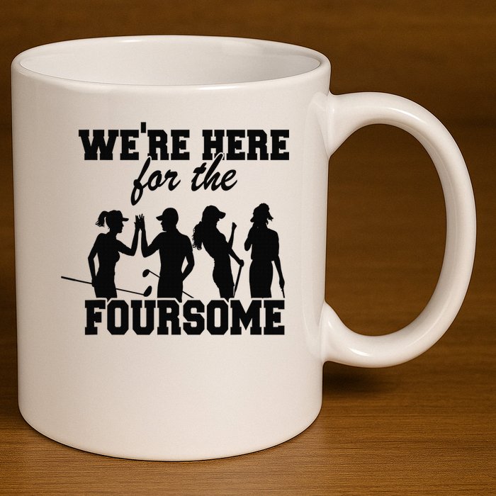 We're Here For The Foursome Funny Sarcasm Golf Lover Golfer 11oz C Handle Ceramic Mug