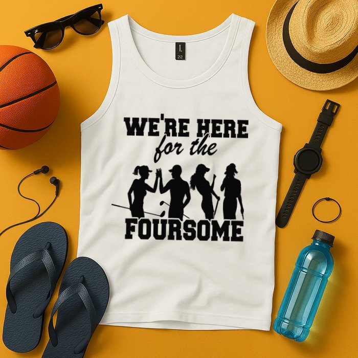We're Here For The Foursome Funny Sarcasm Golf Lover Golfer Tank Top