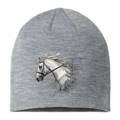 White Horse for Horses Lovers Floral Sustainable Beanie