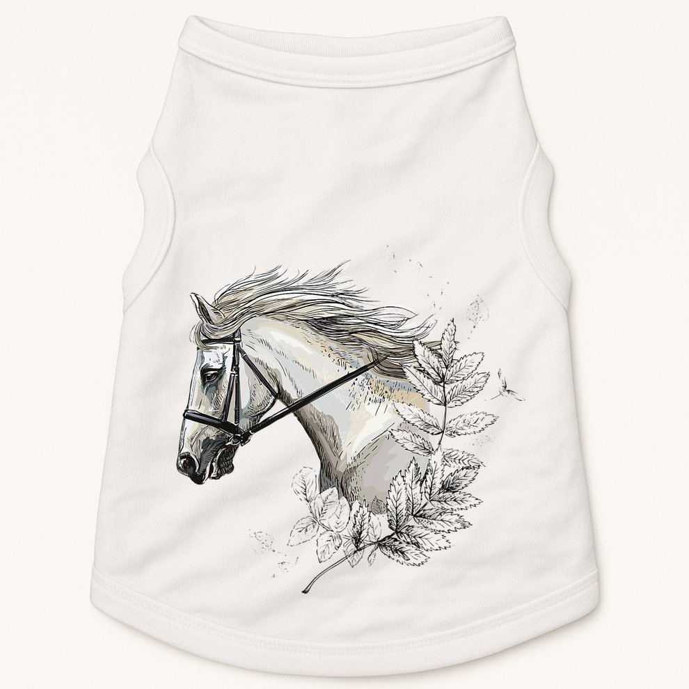 White Horse for Horses Lovers Floral Doggie Tank