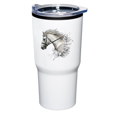 White Horse for Horses Lovers Floral Tumbler