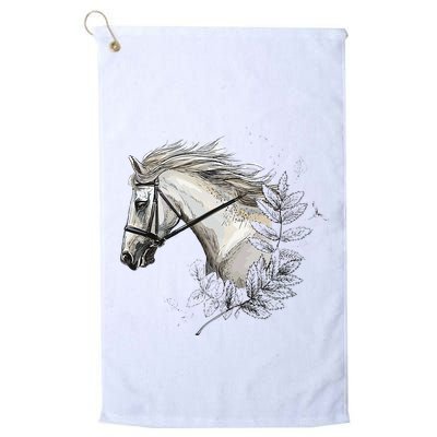 White Horse for Horses Lovers Floral Golf Towel