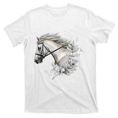 White Horse for Horses Lovers Floral funnhy horse T-Shirt