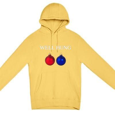 Well Hung Funny Christmas Premium Pullover Hoodie