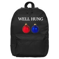 Well Hung Funny Christmas 16 in Basic Backpack