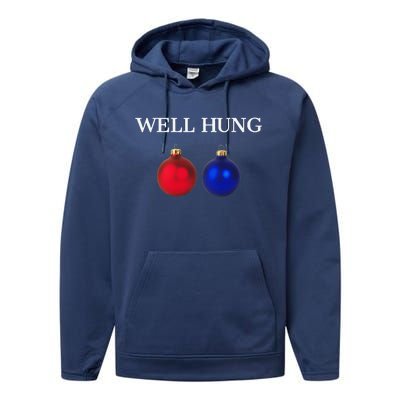 Well Hung Funny Christmas Performance Fleece Hoodie