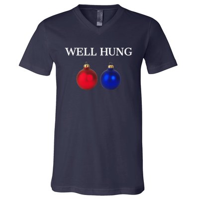 Well Hung Funny Christmas V-Neck T-Shirt