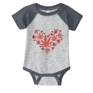 Weed Heart Funny Valentines Day Cannabis 420 Pot Stoner Gift Infant Baby Jersey Bodysuit