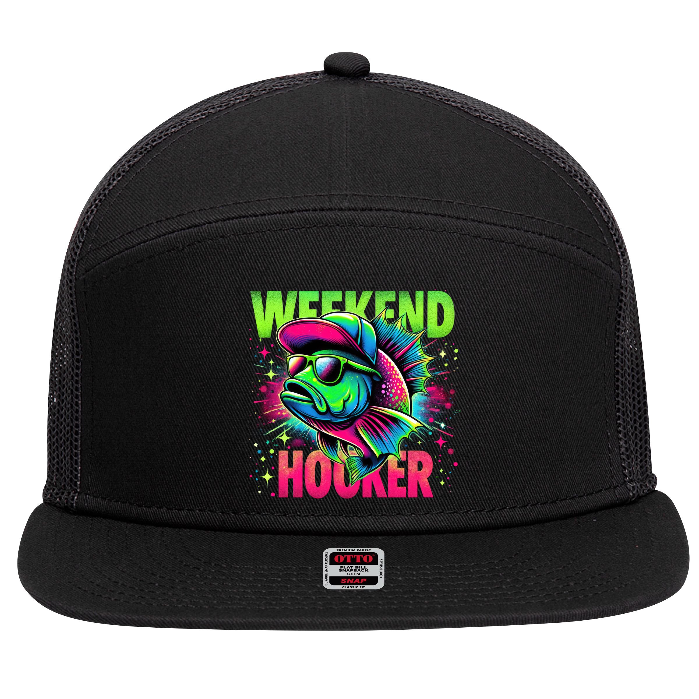 Weekend Hooker Funny Fish 7 Panel Mesh Trucker Snapback Hat