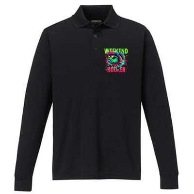 Weekend Hooker Funny Fish Performance Long Sleeve Polo