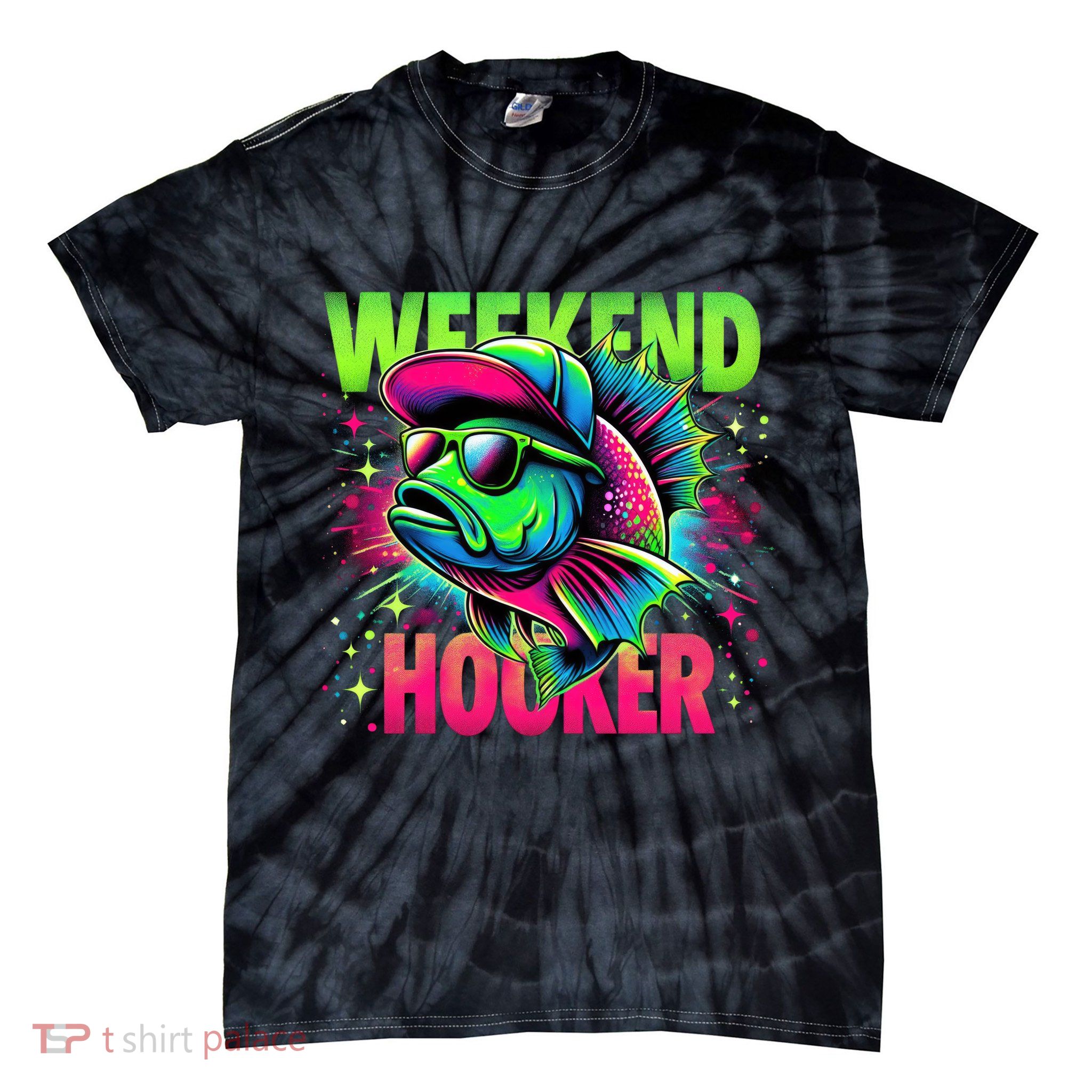 Weekend Hooker Funny Fish Tie-Dye T-Shirt