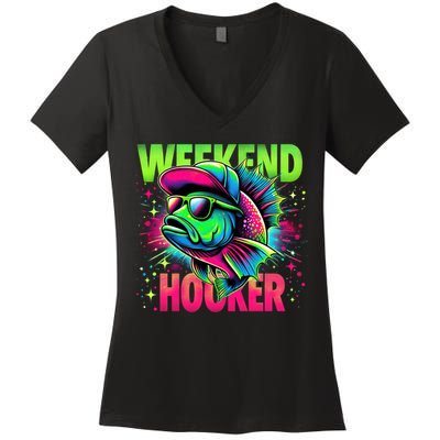 Weekend Hooker Funny Fish Women's V-Neck T-Shirt