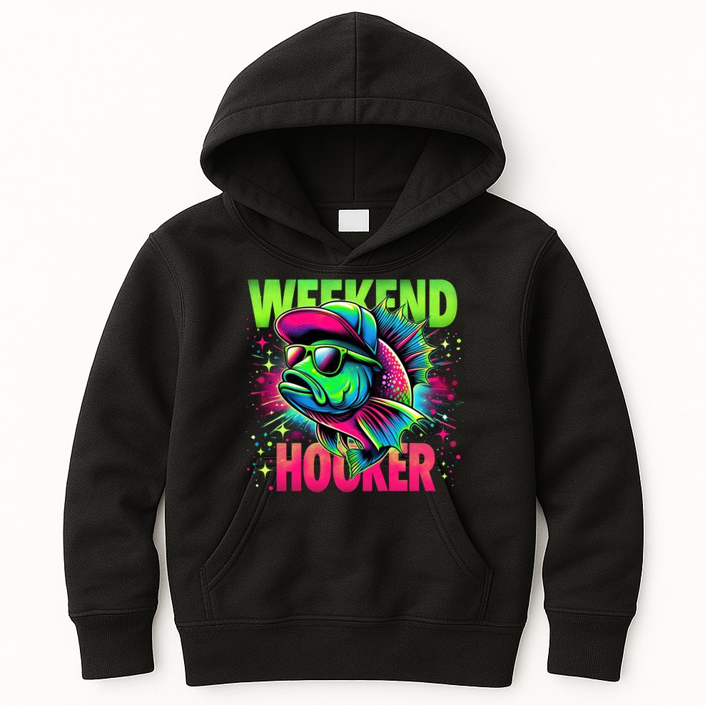 Weekend Hooker Funny Fish Kids Hoodie