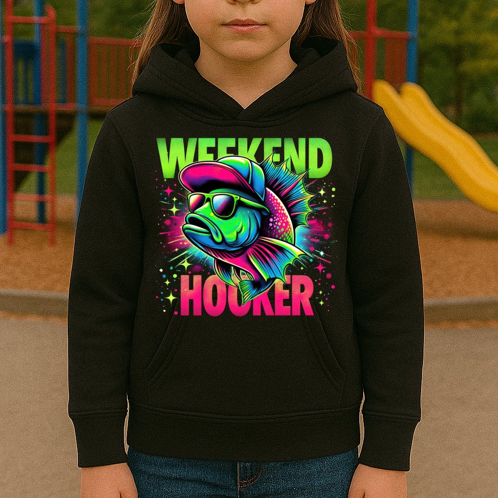 Weekend Hooker Funny Fish Kids Hoodie