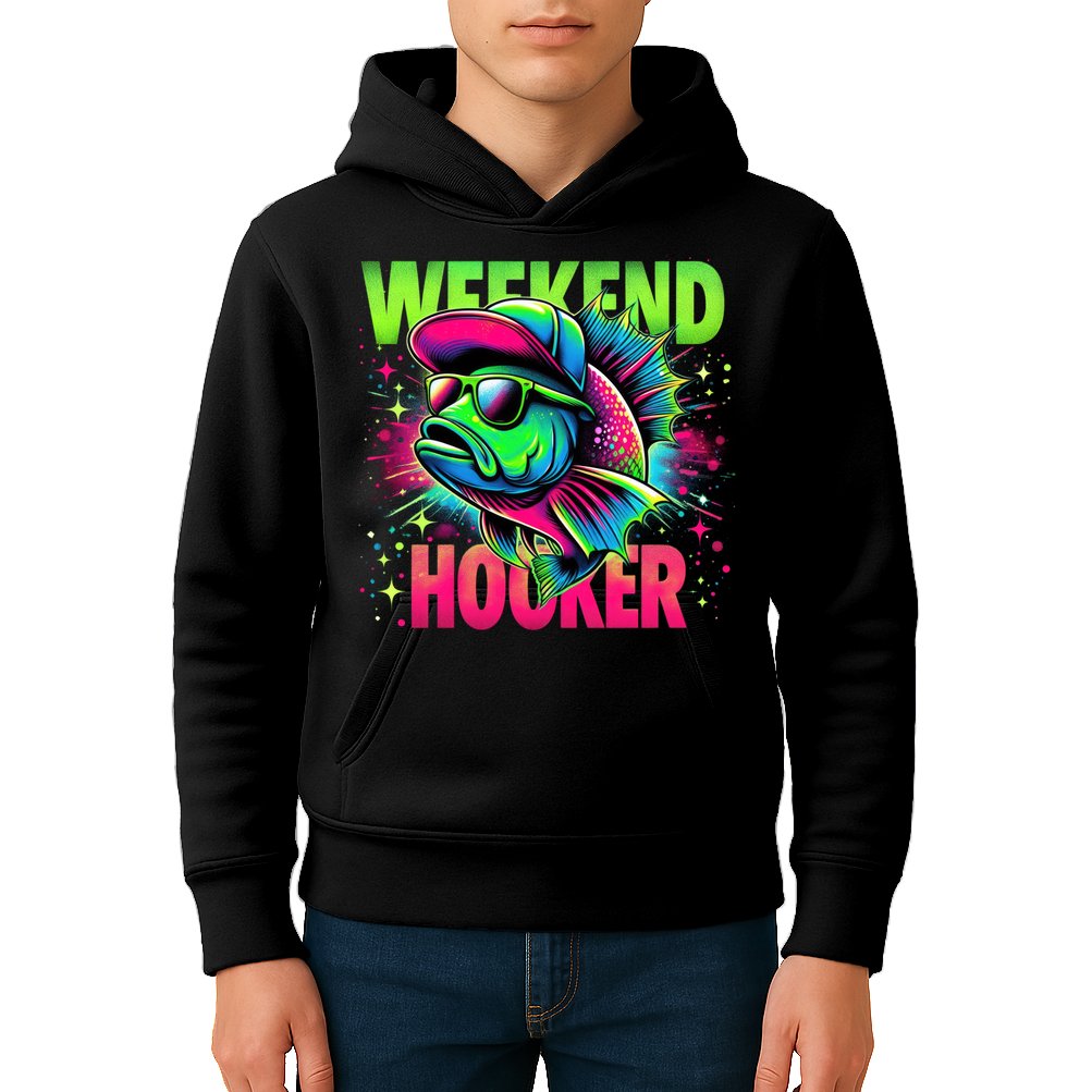 Weekend Hooker Funny Fish Kids Hoodie