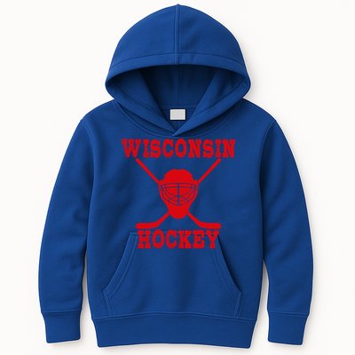 Wisconsin Hockey Gift Kids Hoodie