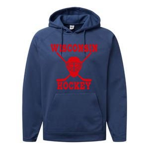 Wisconsin Hockey Gift Performance Fleece Hoodie