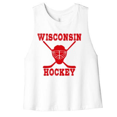 Wisconsin Hockey Gift Women's Racerback Cropped Tank