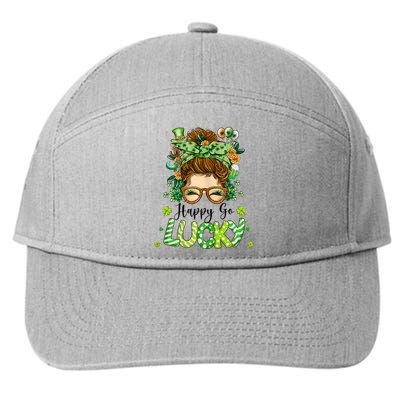 Womens Happy Go Lucky Messy Bun Shamrock St Patrick's Day 7-Panel Snapback Hat