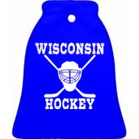 Wisconsin Hockey Gift Ceramic Bell Ornament