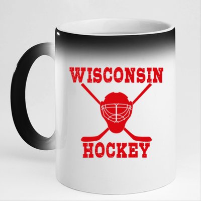 Wisconsin Hockey Gift 11oz Black Color Changing Mug