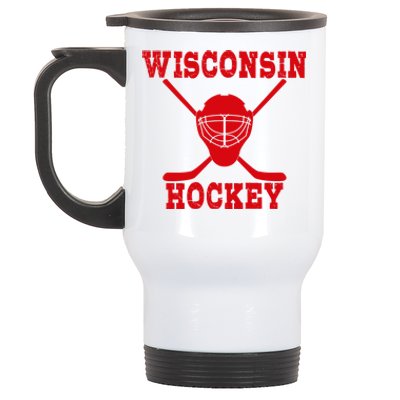 Wisconsin Hockey Gift Stainless Steel Travel Mug