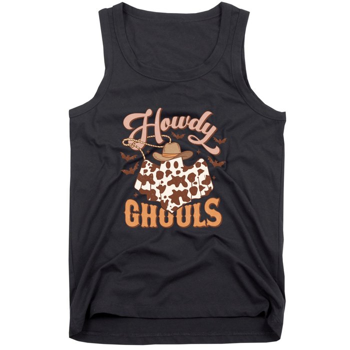 Western Howdy Ghouls Pumpkin Cowboy Cowgirl Halloween Gift Tank Top