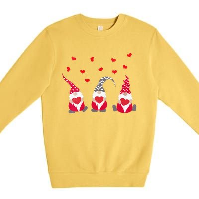 Womens Heart Gnome Valentine's Day Couple Matchings Love Premium Crewneck Sweatshirt