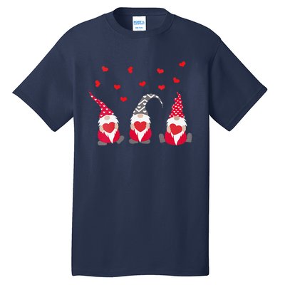 Womens Heart Gnome Valentine's Day Couple Matchings Love Tall T-Shirt