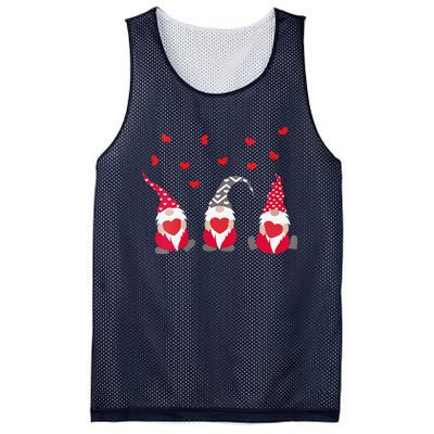 Womens Heart Gnome Valentine's Day Couple Matchings Love Mesh Reversible Basketball Jersey Tank