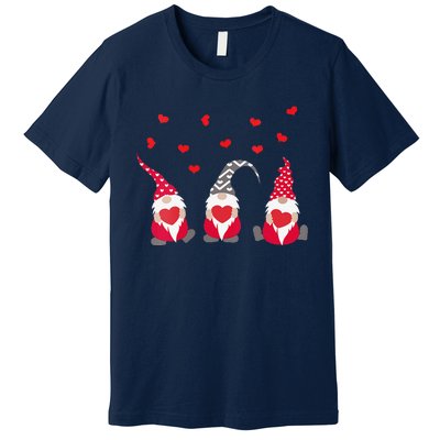 Womens Heart Gnome Valentine's Day Couple Matchings Love Premium T-Shirt