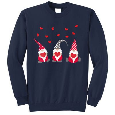 Womens Heart Gnome Valentine's Day Couple Matchings Love Tall Sweatshirt