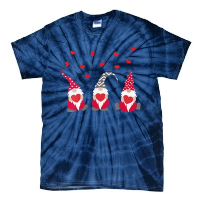 Womens Heart Gnome Valentine's Day Couple Matchings Love Tie-Dye T-Shirt