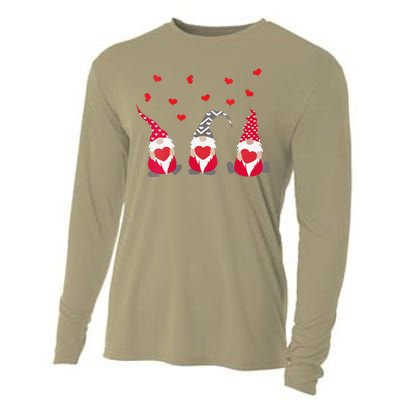 Womens Heart Gnome Valentine's Day Couple Matchings Love Cooling Performance Long Sleeve Crew