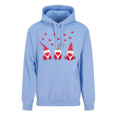 Womens Heart Gnome Valentine's Day Couple Matchings Love Unisex Surf Hoodie