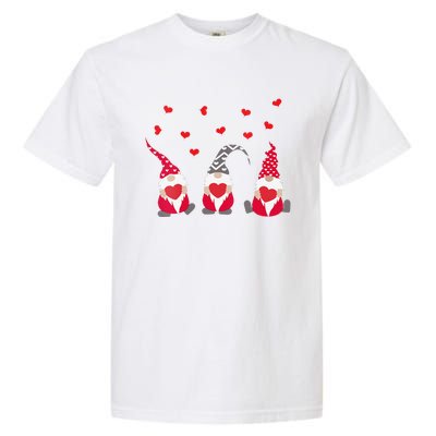 Womens Heart Gnome Valentine's Day Couple Matchings Love Garment-Dyed Heavyweight T-Shirt