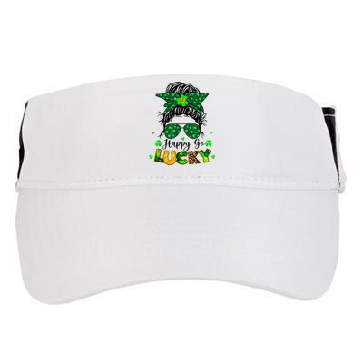 Women Happy Go Lucky Messy Bun Shamrock St Patrick's Day Adult Drive Performance Visor