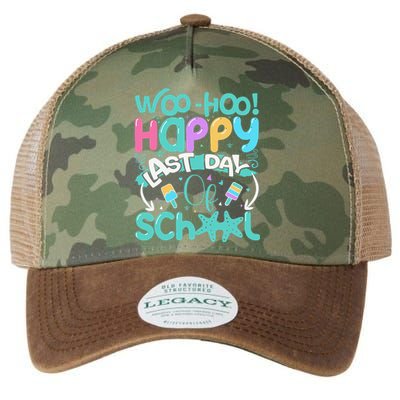 Woo Hoo Happy Last Day Of School Fun Teacher Student Legacy Tie Dye Trucker Hat